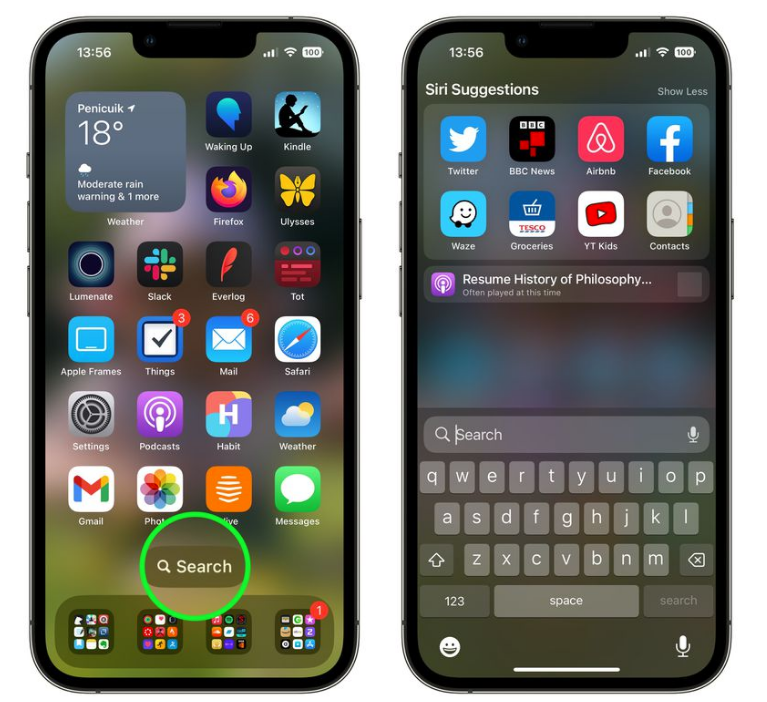 渭南苹果手机维修分享升级到 iOS 16 后，如何删除主屏幕上的搜索按钮 