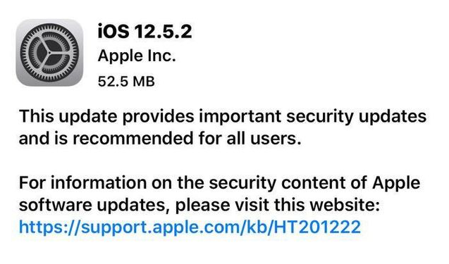 渭南苹果手机维修分享iOS12.5.2发布，建议所有老苹果用户安装 